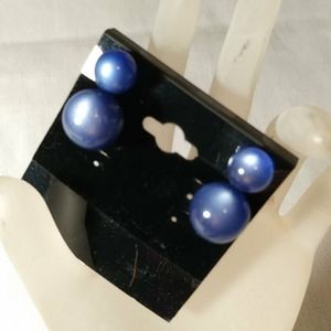 Blue Beads Screw Back Earrings